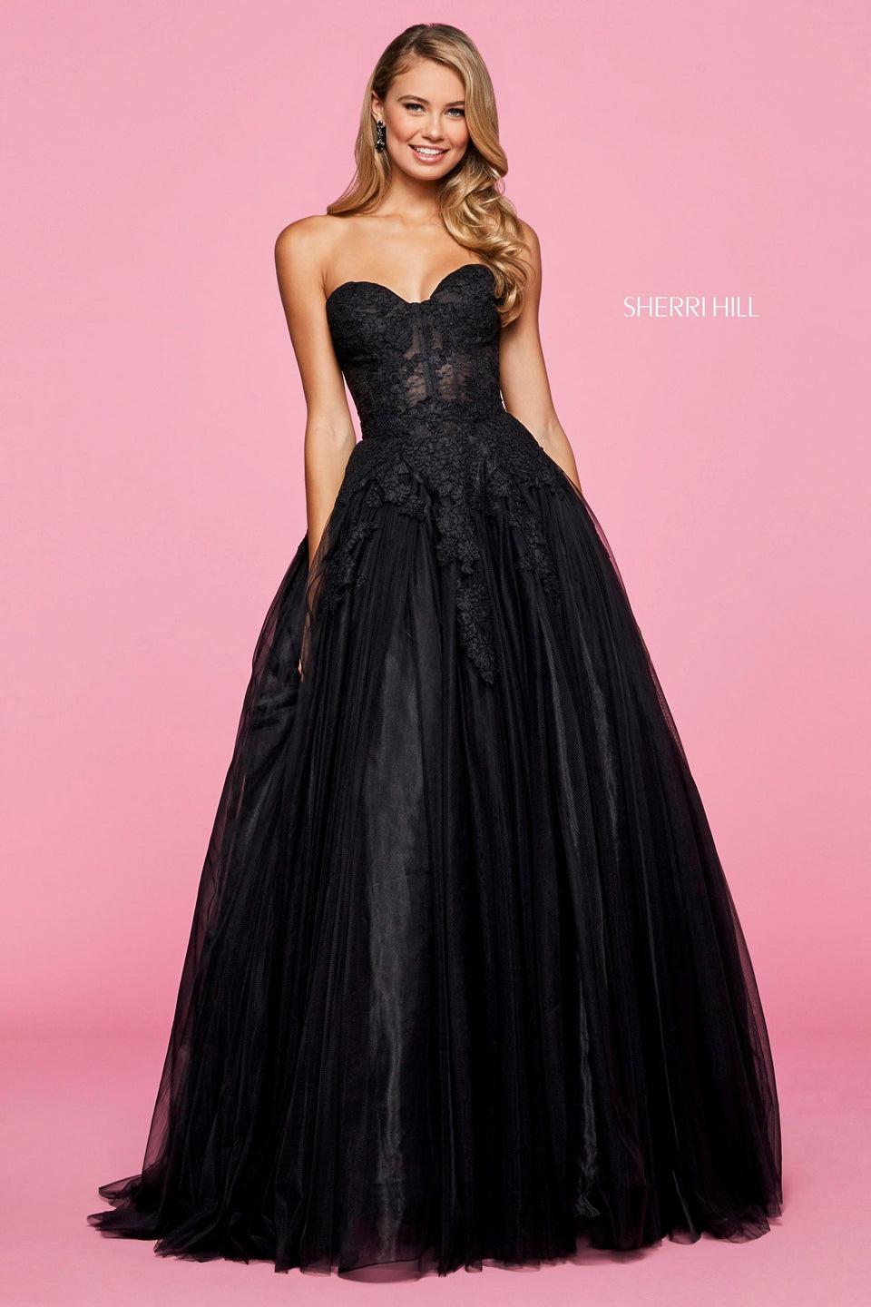 Sherri Hill Lace And Tulle Ball Gown With Strapless Sweetheart Neckline Boned Bodice