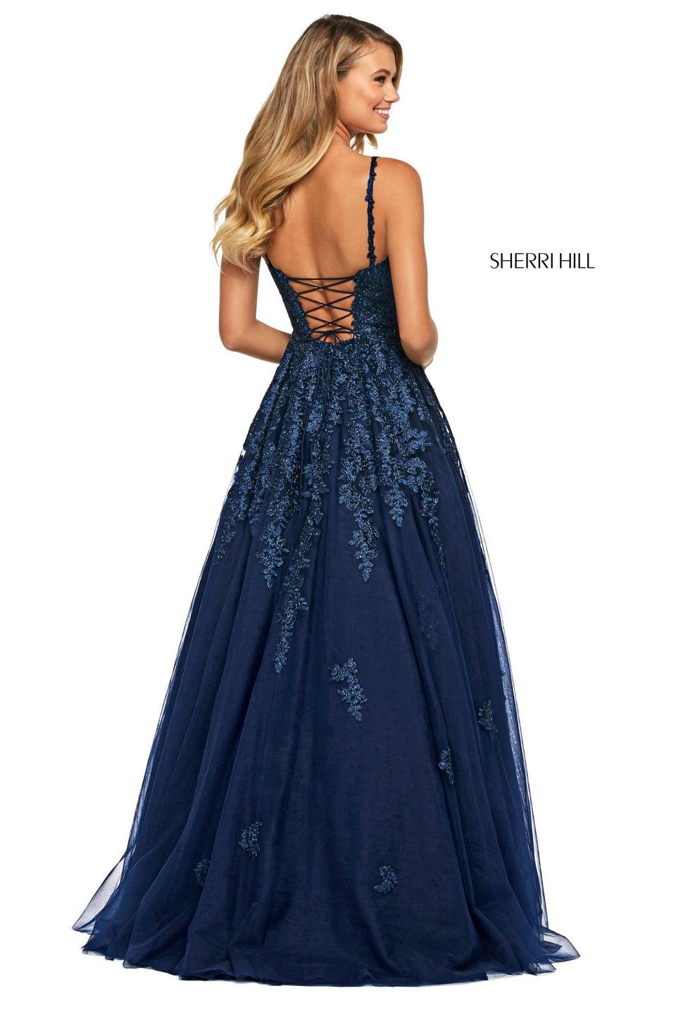 Sherri Hill Lace And Tulle Ball Gown With Sweetheart Neckline And Corset Style Lace Up Back