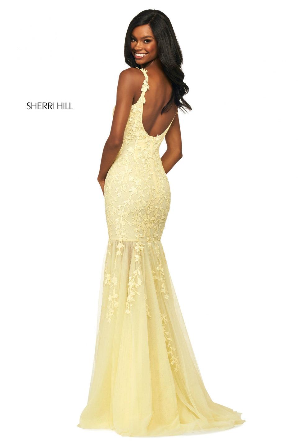 Sherri Hill Lace And Tulle Mermaid Dress With A Scoop Neckline And Back