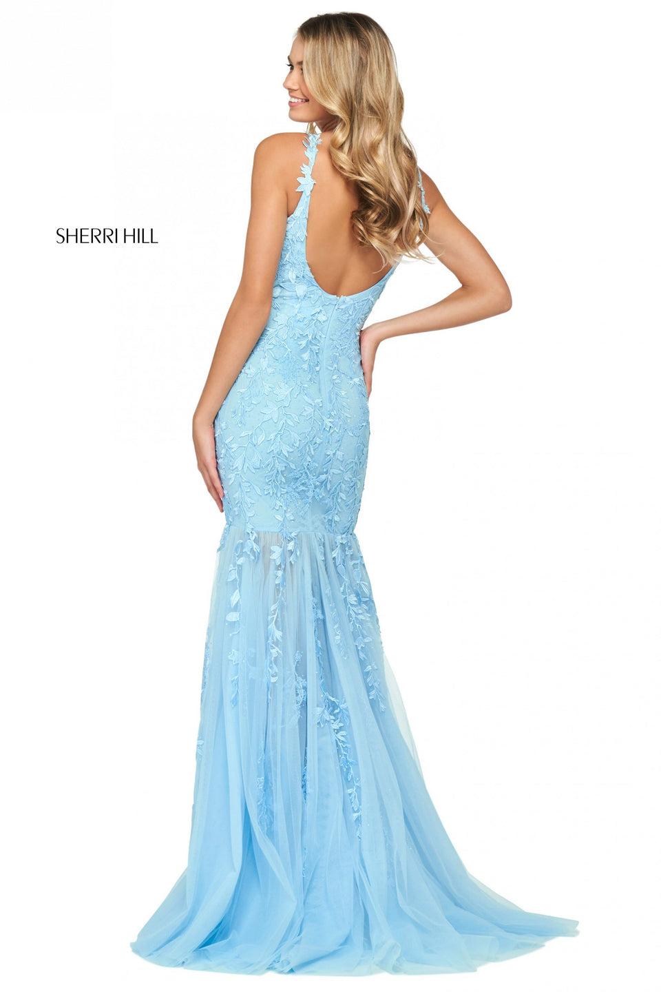Sherri Hill Lace And Tulle Mermaid Dress With A Scoop Neckline And Back