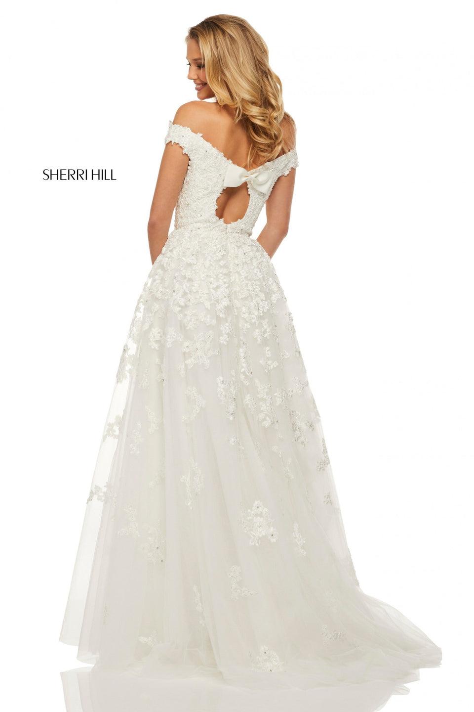Sherri Hill Lace Ball Gown With An Off-the-shoulder Bodice And Bow Back