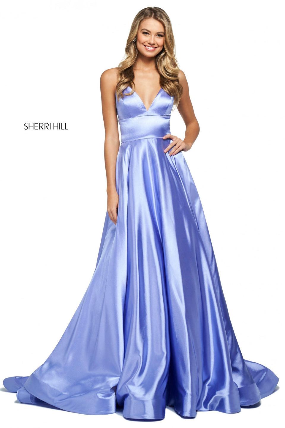 Sherri Hill Long A-line Gown With V Sweetheart Neckline And Wide Loop Lace Up Back