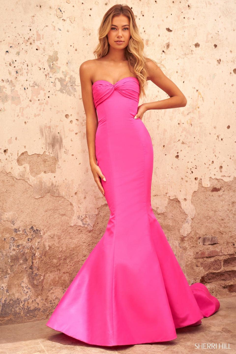 sherri hill Long taffeta mermaid gown with a sweetheart neckline