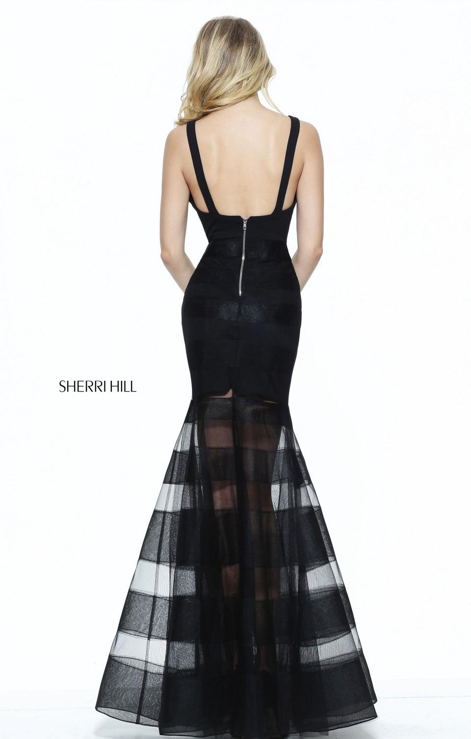 Sherri Hill Mermaid Gown With A V-neck Bodice And Striped Skirt