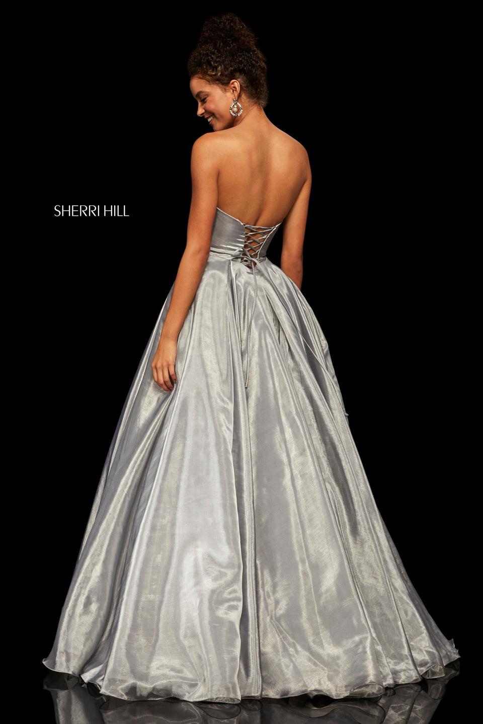 Sherri Hill Metallic Organza Ball Gown With Sweetheart Neckline And Corset Style Back