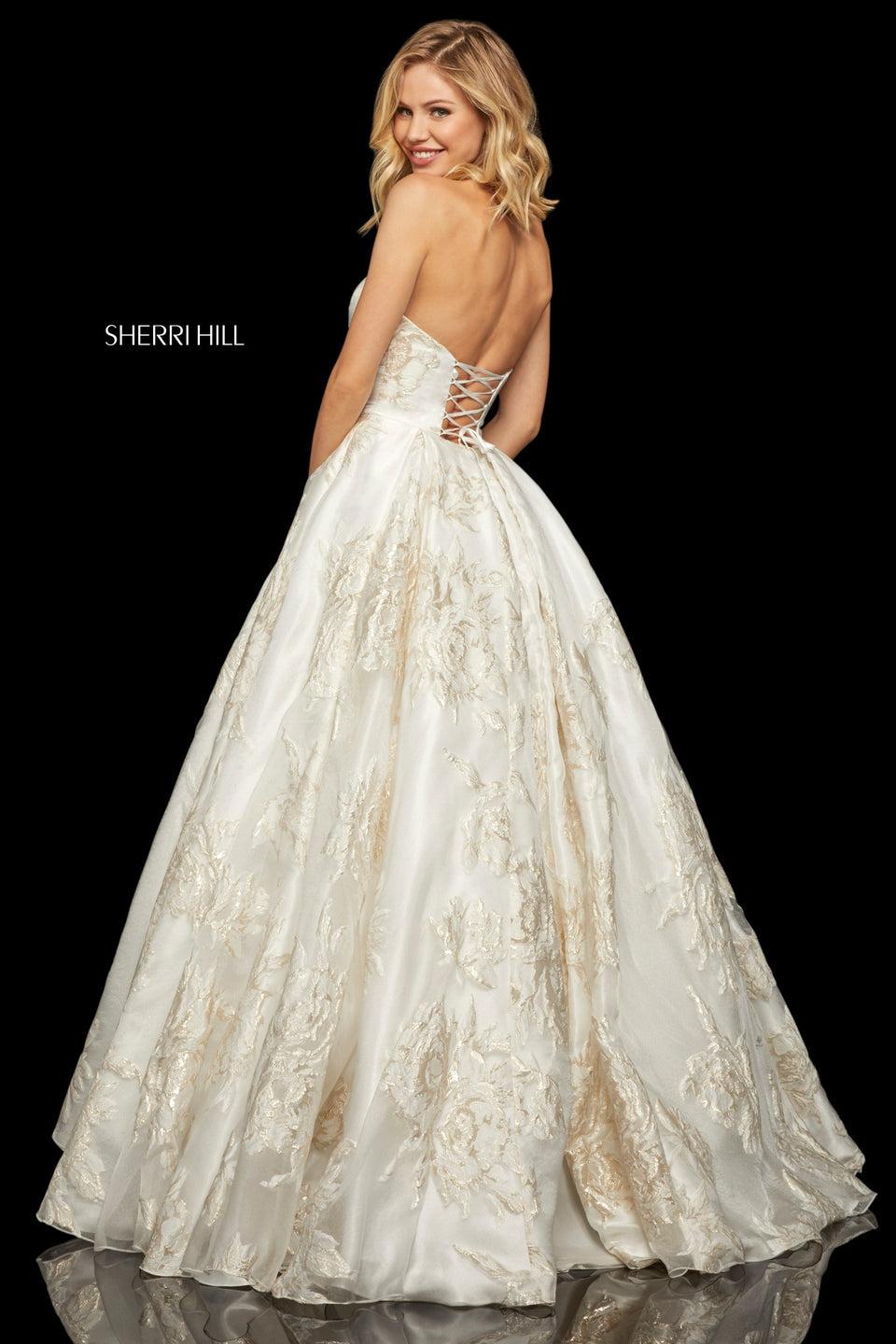Sherri Hill Metallic Print Ball Gown With Strapless Sweetheart Neckline