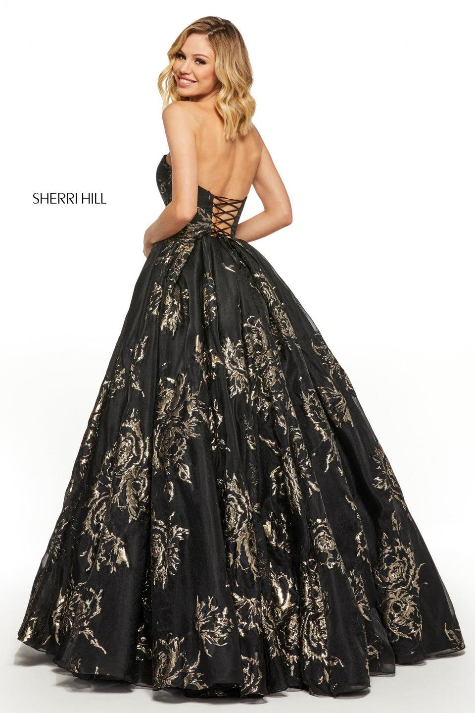 Sherri Hill Metallic Print Ball Gown With Strapless Sweetheart Neckline