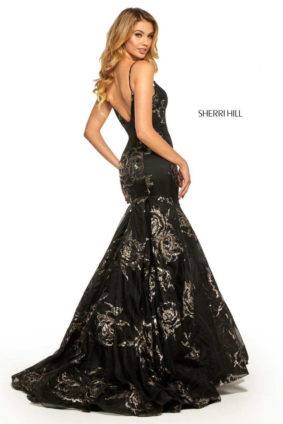 Sherri Hill Metallic Print Mermaid Gown With Modified Sweetheart Neckline