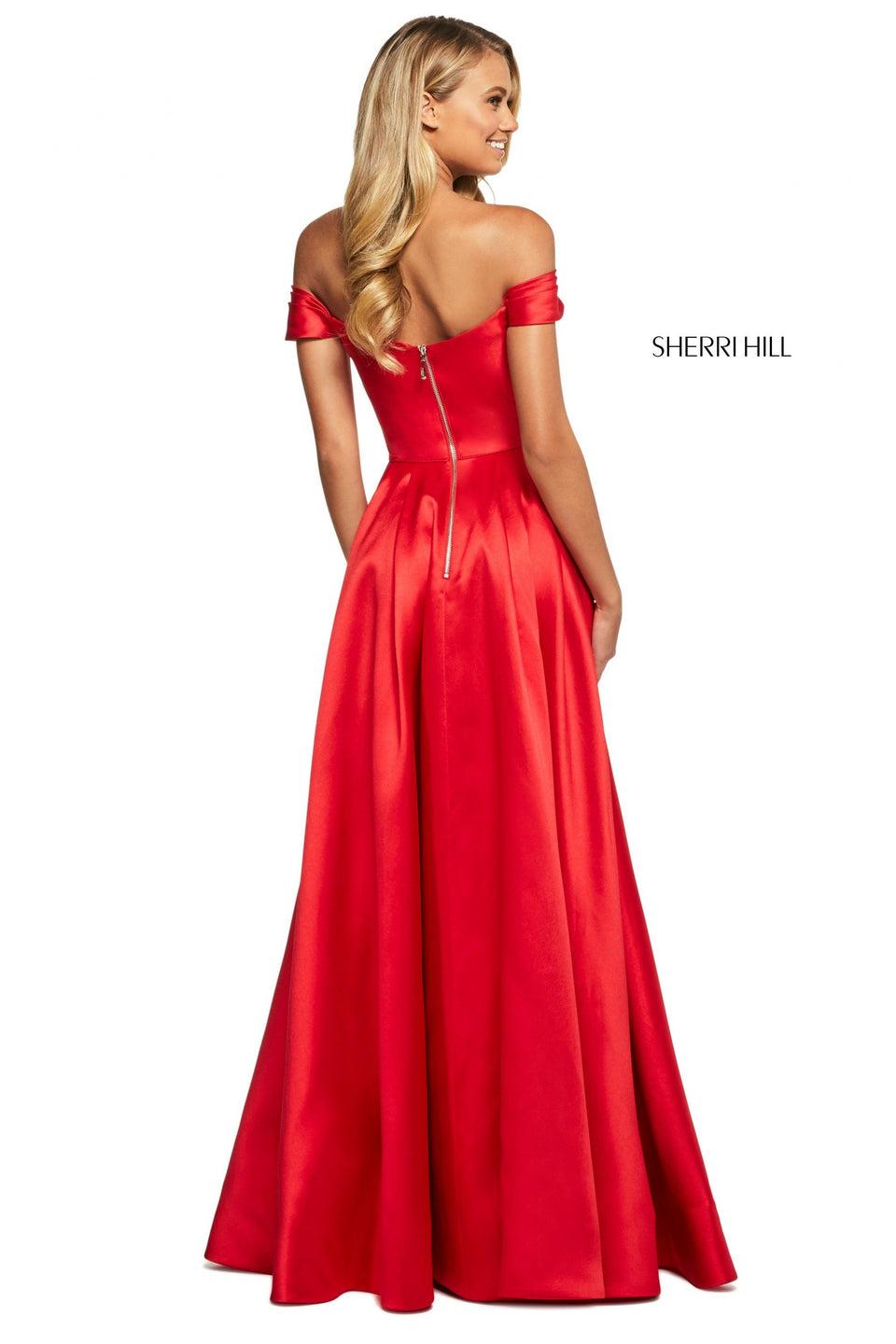 Sherri Hill Mikado A-line Dress With Off-the-shoulder Sweetheart Neckline And Embellishments On Bust