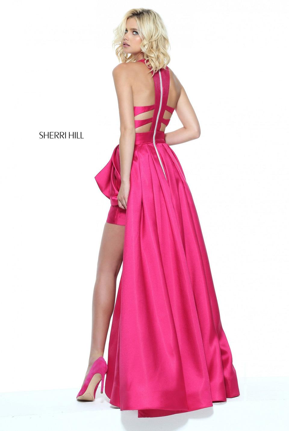 Sherri Hill Mikado A-line With A Kick Pleat Front And Cut Out Open Back