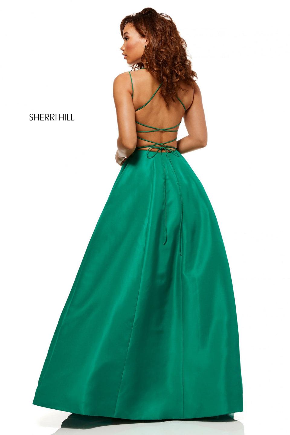 Sherri Hill Mikado A-line With Sweetheart Neckline Double Spaghetti Straps And Lace Up Back