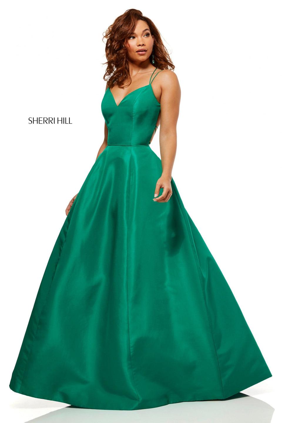 Sherri Hill Mikado A-line With Sweetheart Neckline Double Spaghetti Straps And Lace Up Back