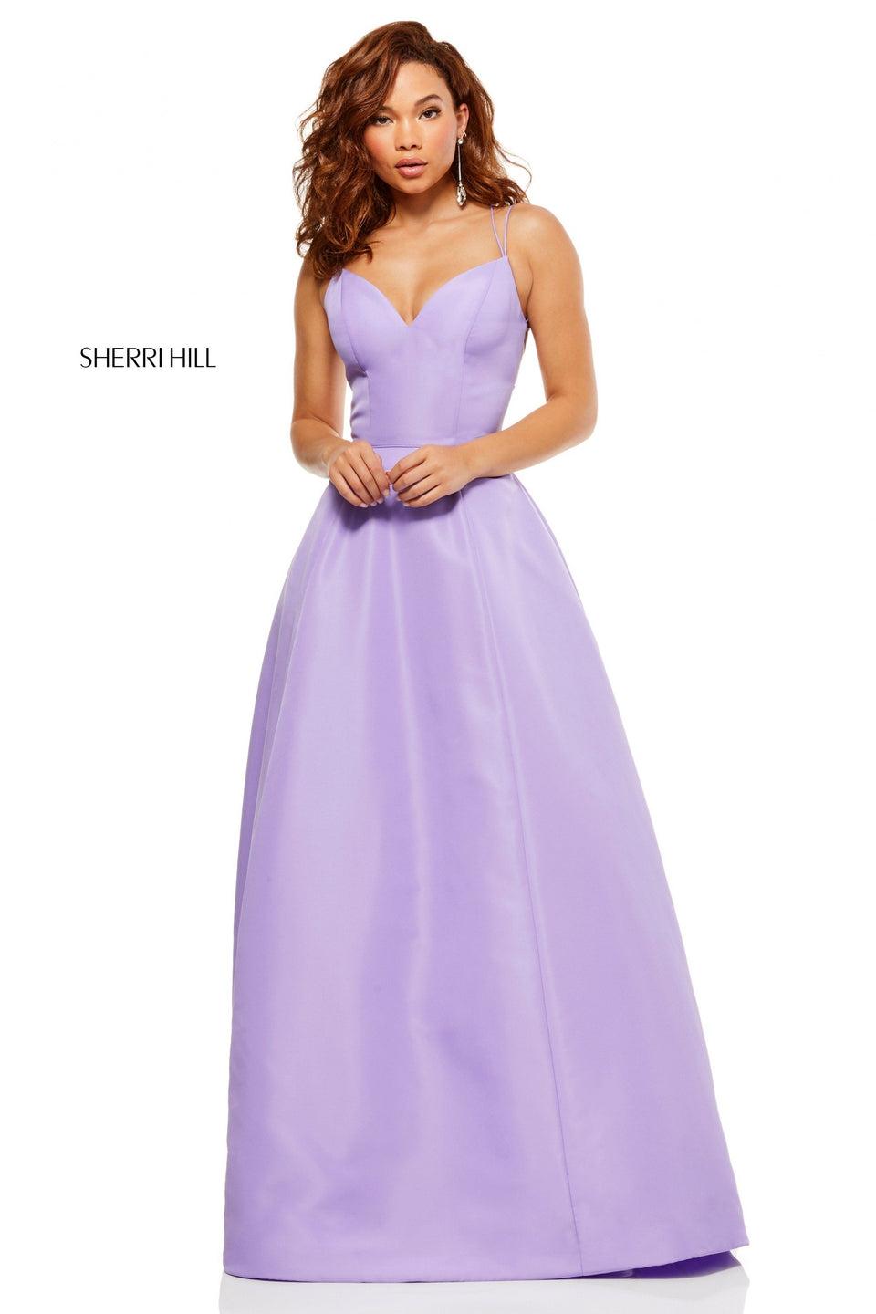 Sherri Hill Mikado A-line With Sweetheart Neckline Double Spaghetti Straps And Lace Up Back