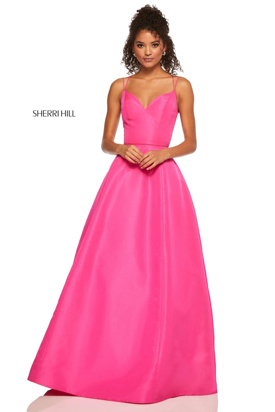 sherri hill Mikado A-line with sweetheart neckline double spaghetti straps and lace up back