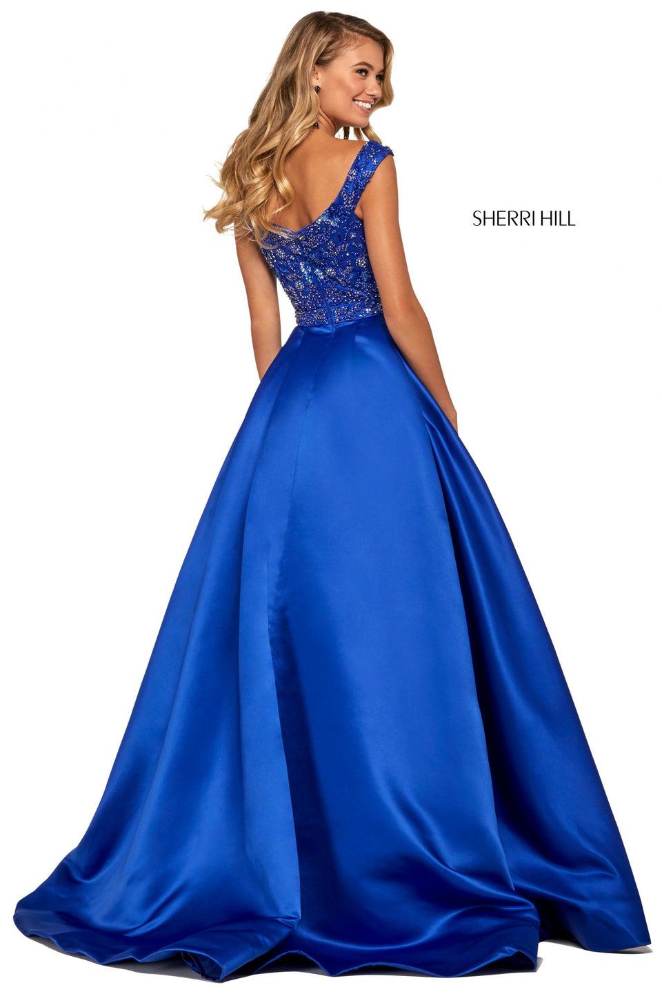 Sherri Hill Mikado Ball Gown With Beaded Off-the-shoulder Bodice