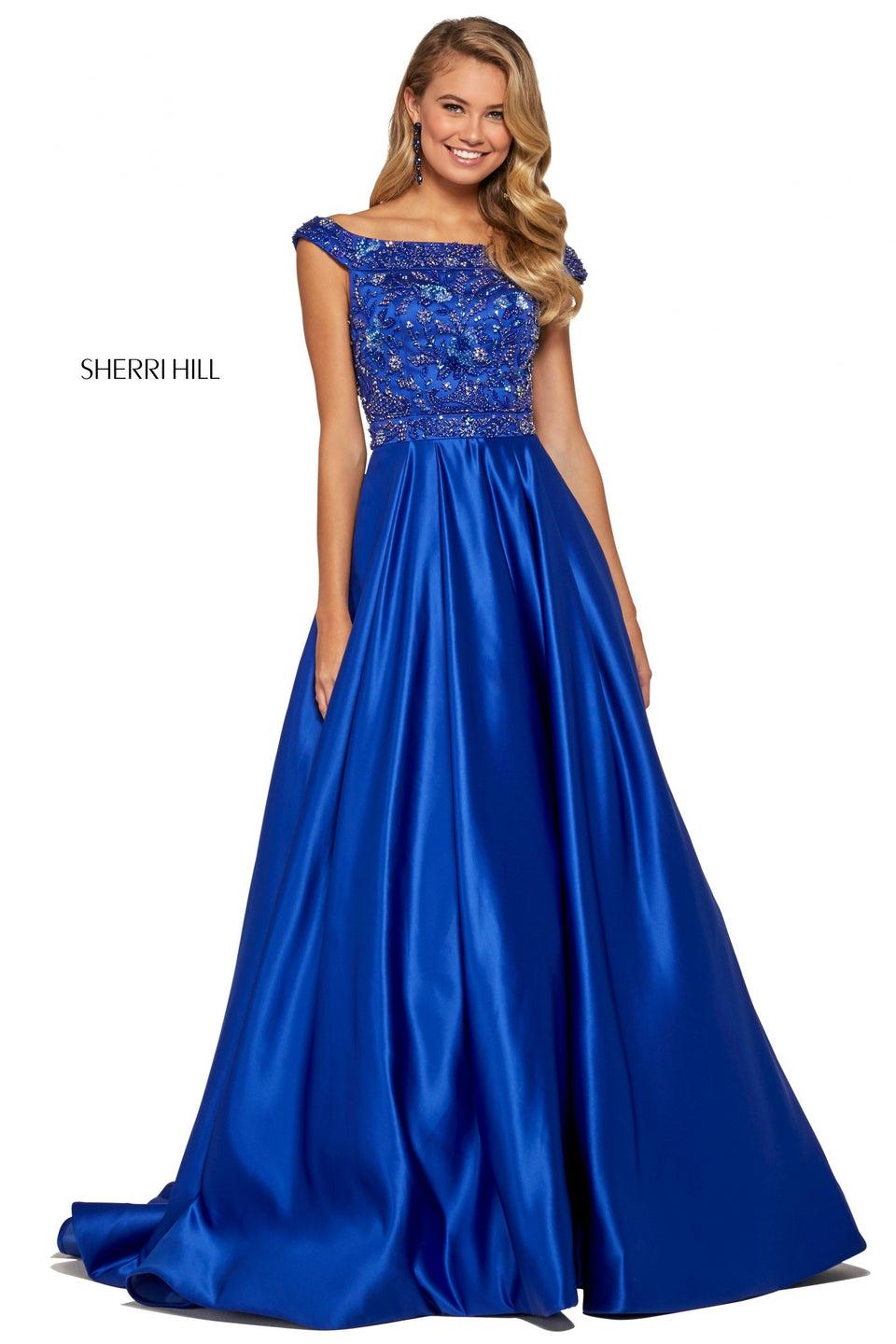 Sherri Hill Mikado Ball Gown With Beaded Off-the-shoulder Bodice