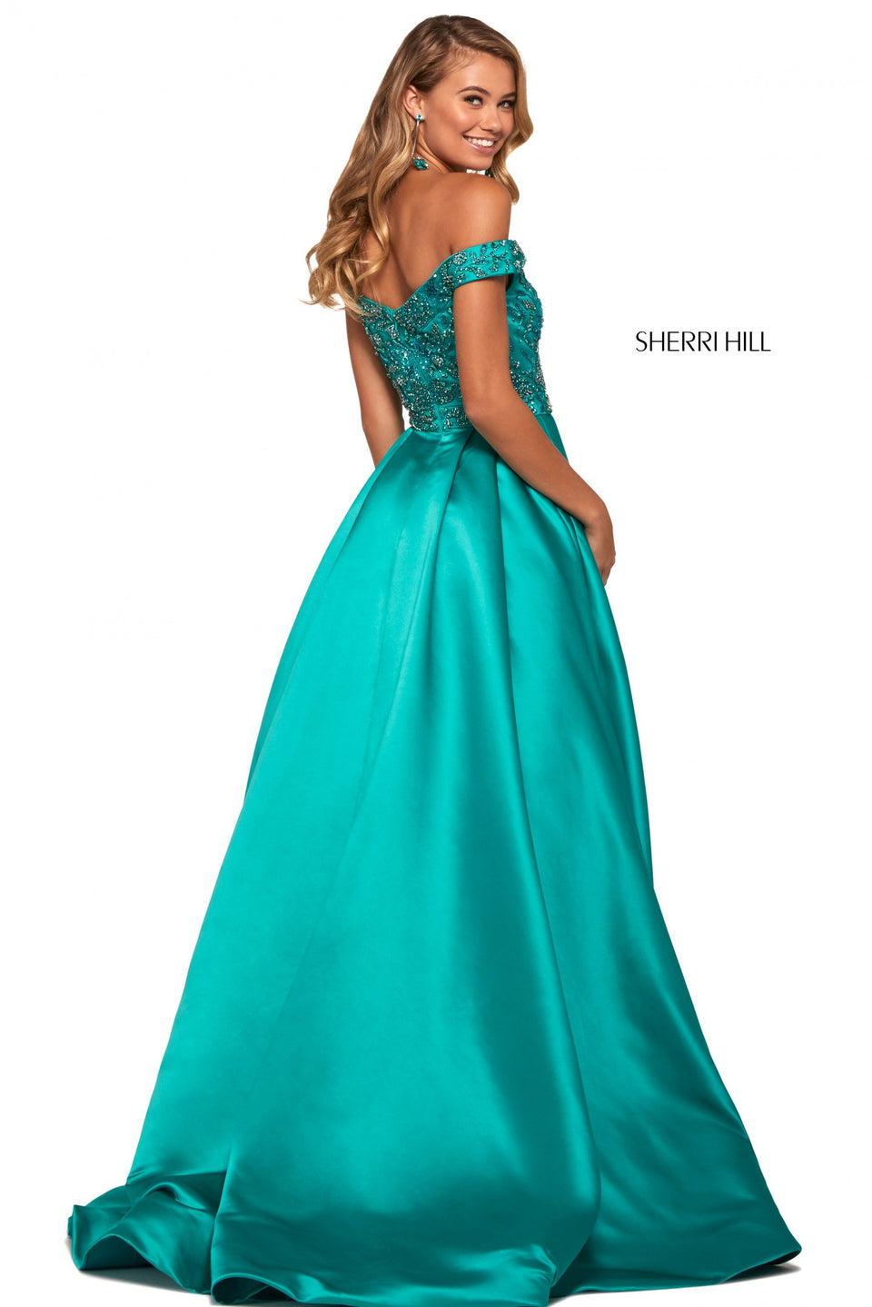 Sherri Hill Mikado Ball Gown With Beaded Off-the-shoulder Bodice
