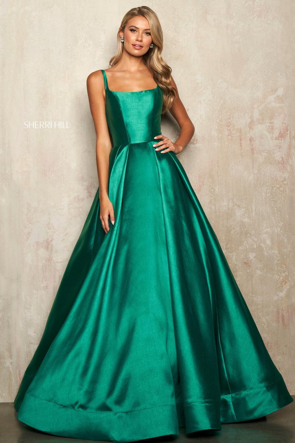 sherri hill Mikado ballgown with a straight neckline