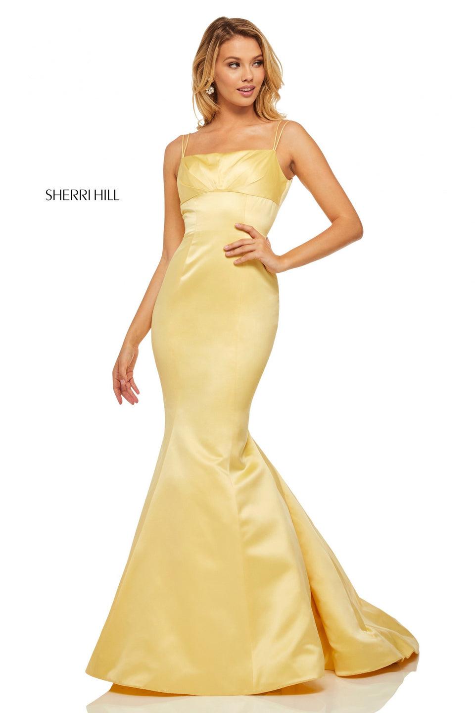 sherri hill Mikado mermaid with pleated bust and spaghetti straps