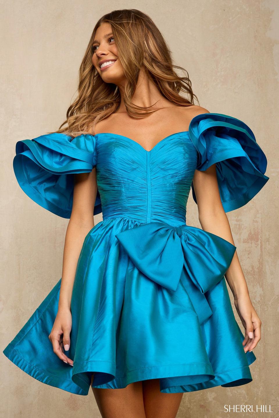 sherri hill Off the shoulder cocktail dress with bow