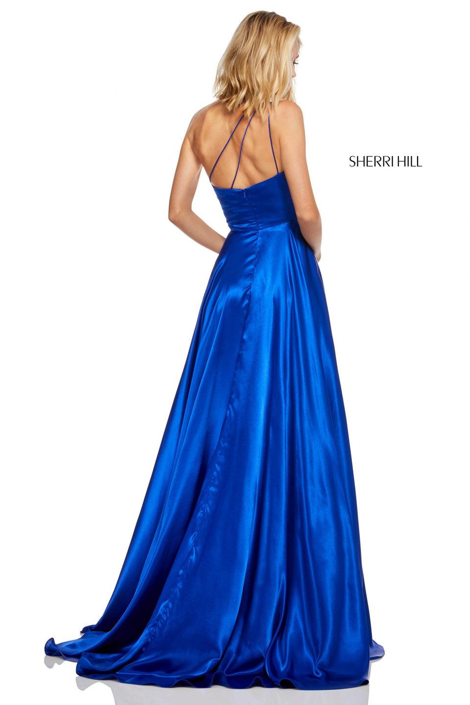 Sherri Hill One-shoulder Charmeuse Gown With Skirt Slit