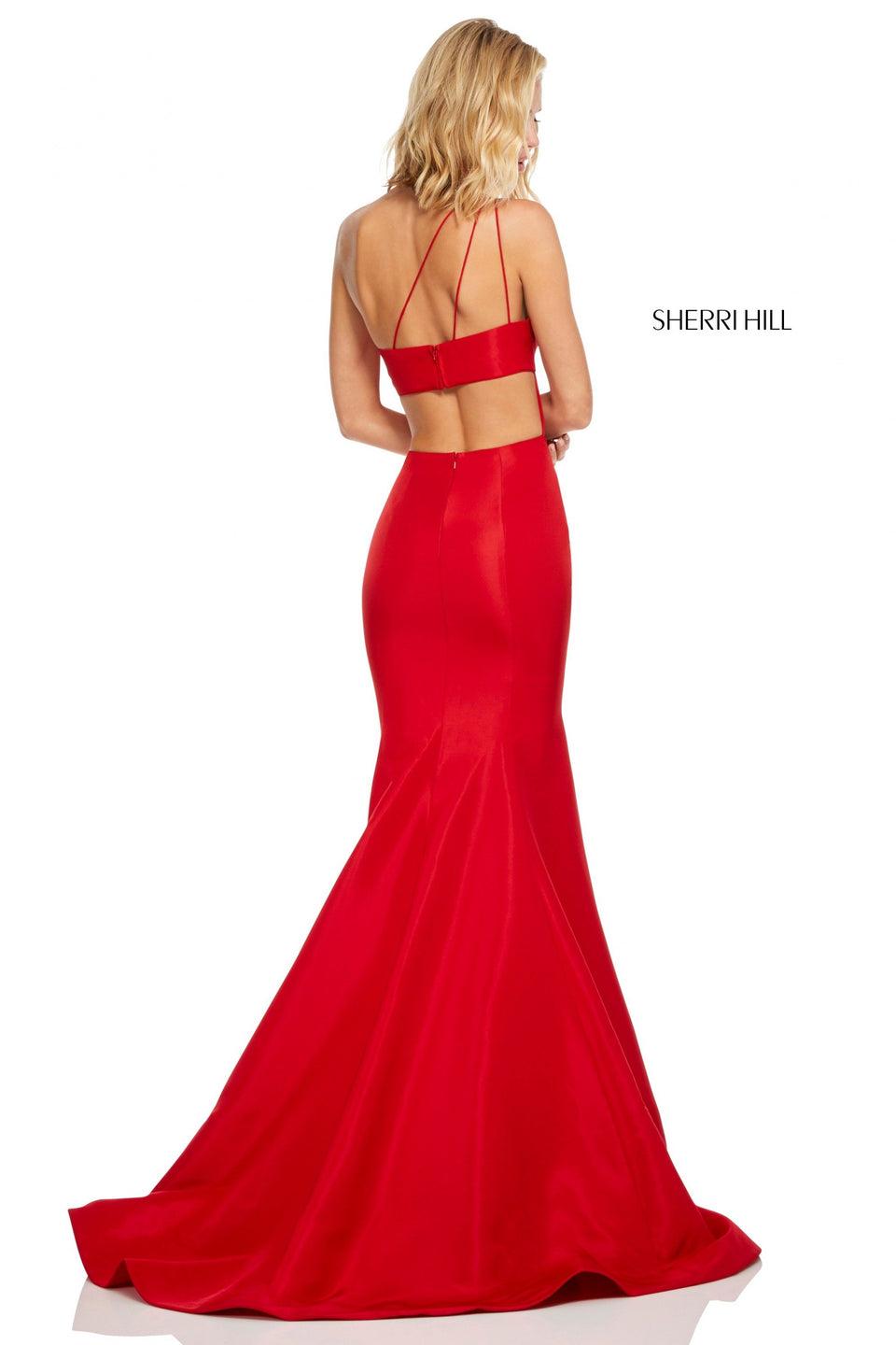 Sherri Hill One-shoulder Taffeta Mermaid With A Cut Out Back