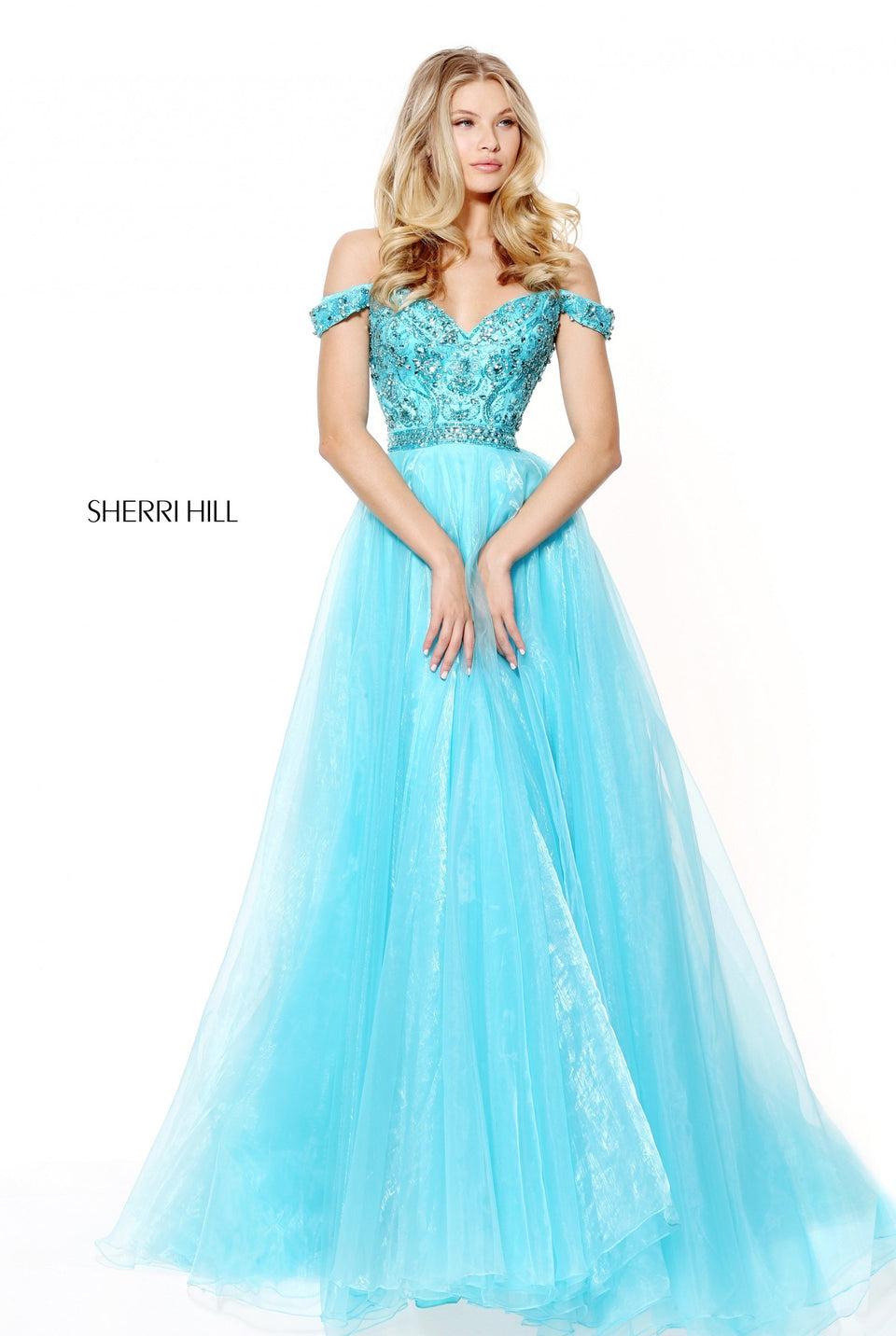 Sherri Hill Organza Ball Gown With An Off-the-shoulder Beaded Bodice