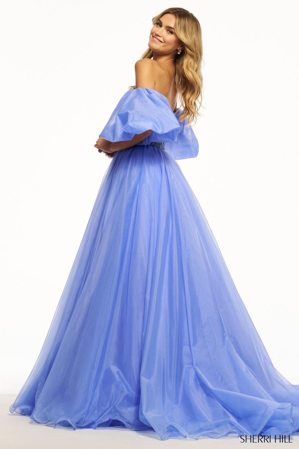 Sherri Hill Organza Ball Gown With Beaded Bodice And Balloon Sleeves