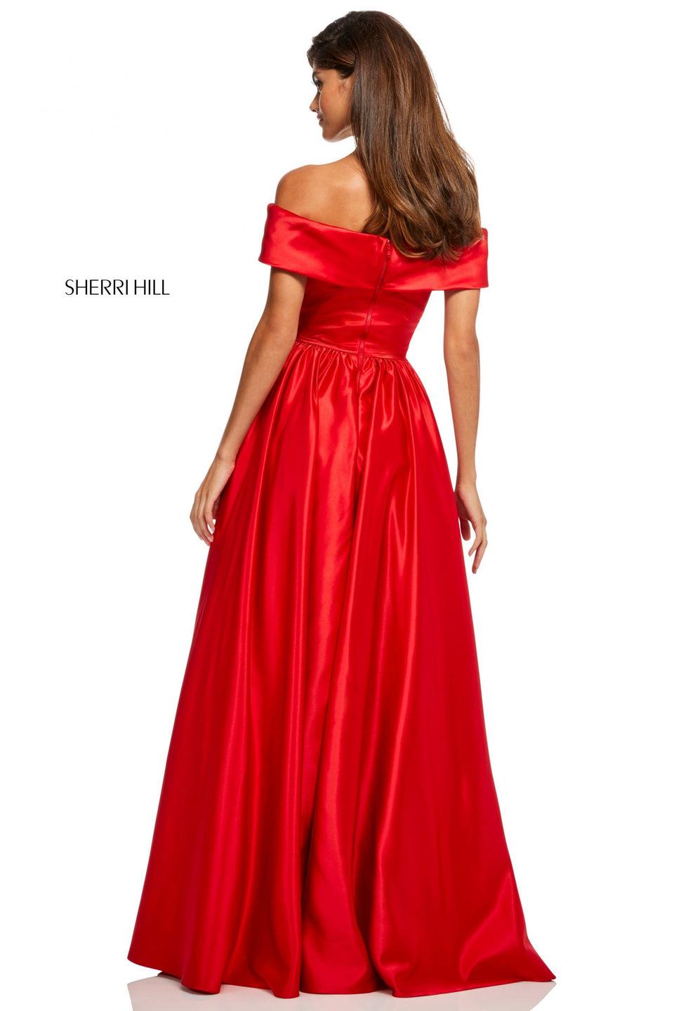 Sherri Hill Satin A-line Sweetheart Off-the-shoulder Gown