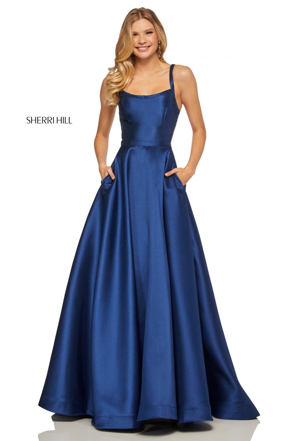 Sherri Hill Satin A-line With Pockets And Strappy Back