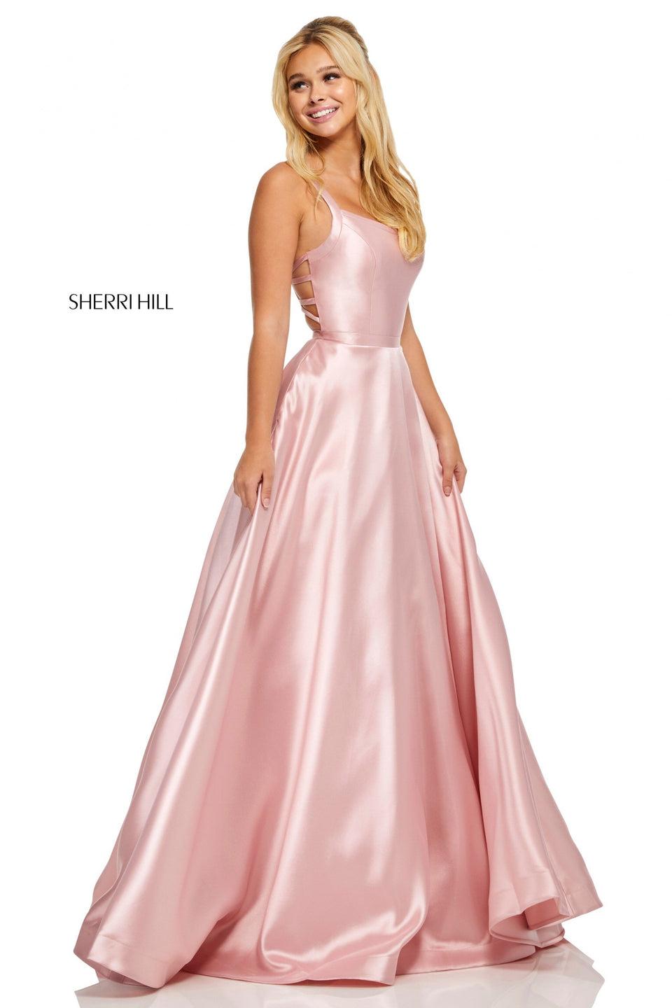 Sherri Hill Satin A-line With Pockets And Strappy Back