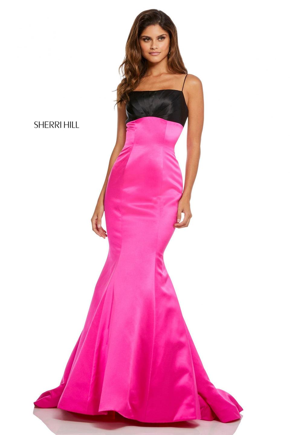 Sherri Hill Satin Mermaid With Empire Pleated Bodice