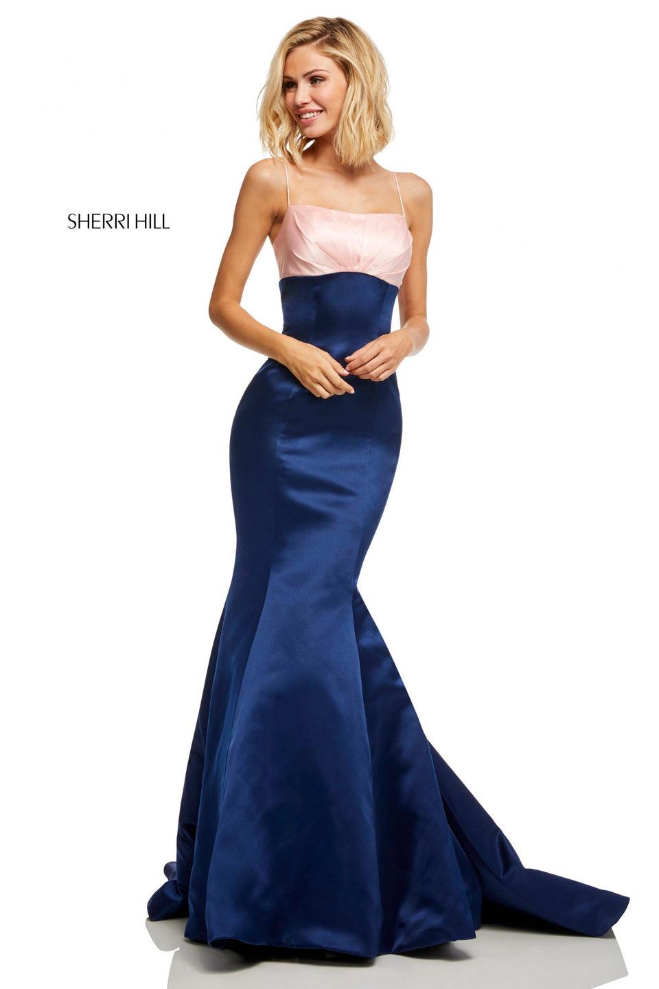 Sherri Hill Satin Mermaid With Empire Pleated Bodice