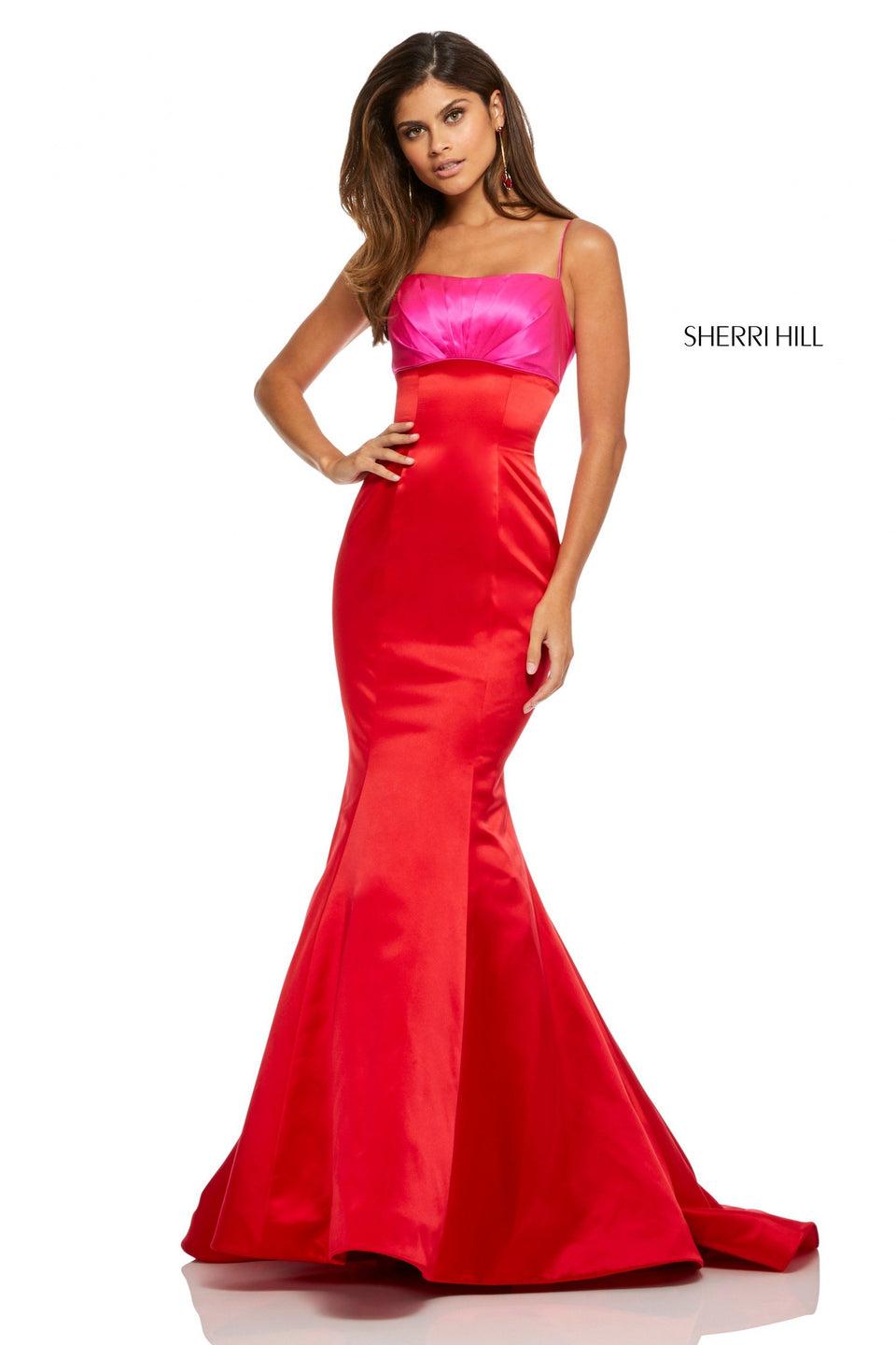 sherri hill Satin mermaid with empire pleated bodice