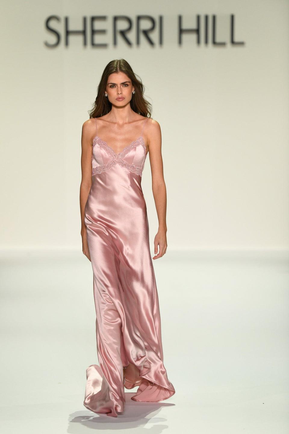 Sherri Hill Satin Slip Gown With Hot Stone Embellishments