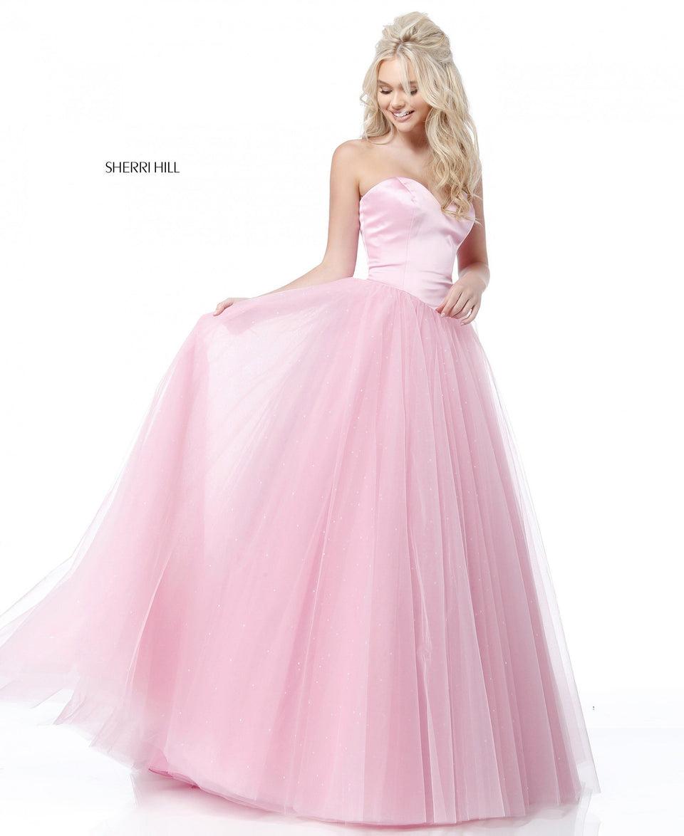 Sherri Hill Satin Sweetheart Bodice With Tulle Ball Gown Skirt