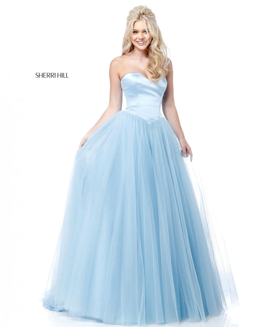 Sherri Hill Satin Sweetheart Bodice With Tulle Ball Gown Skirt