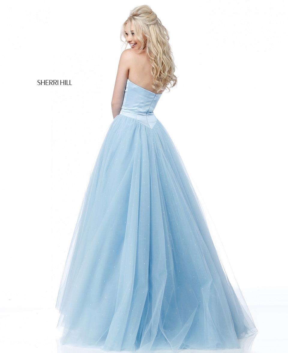 Sherri Hill Satin Sweetheart Bodice With Tulle Ball Gown Skirt