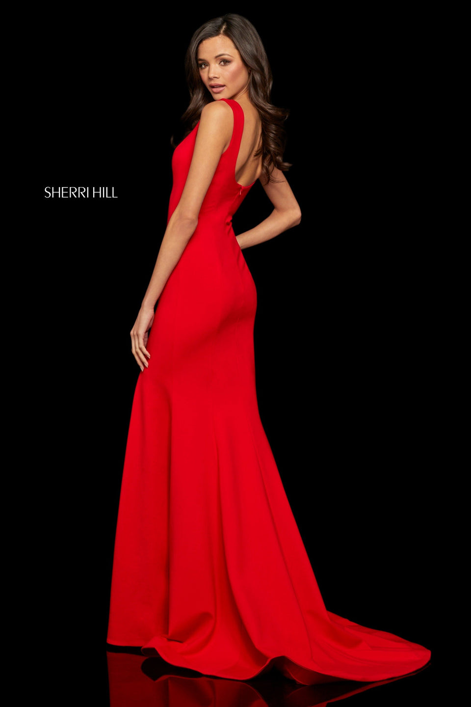 Sherri Hill Scuba Dress With Tank Style Neckline And Skirt Slit