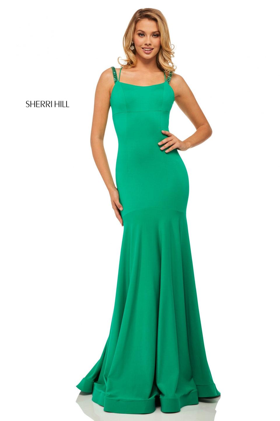 Sherri Hill Scuba Mermaid With Beaded Straps And A Lace Up Back