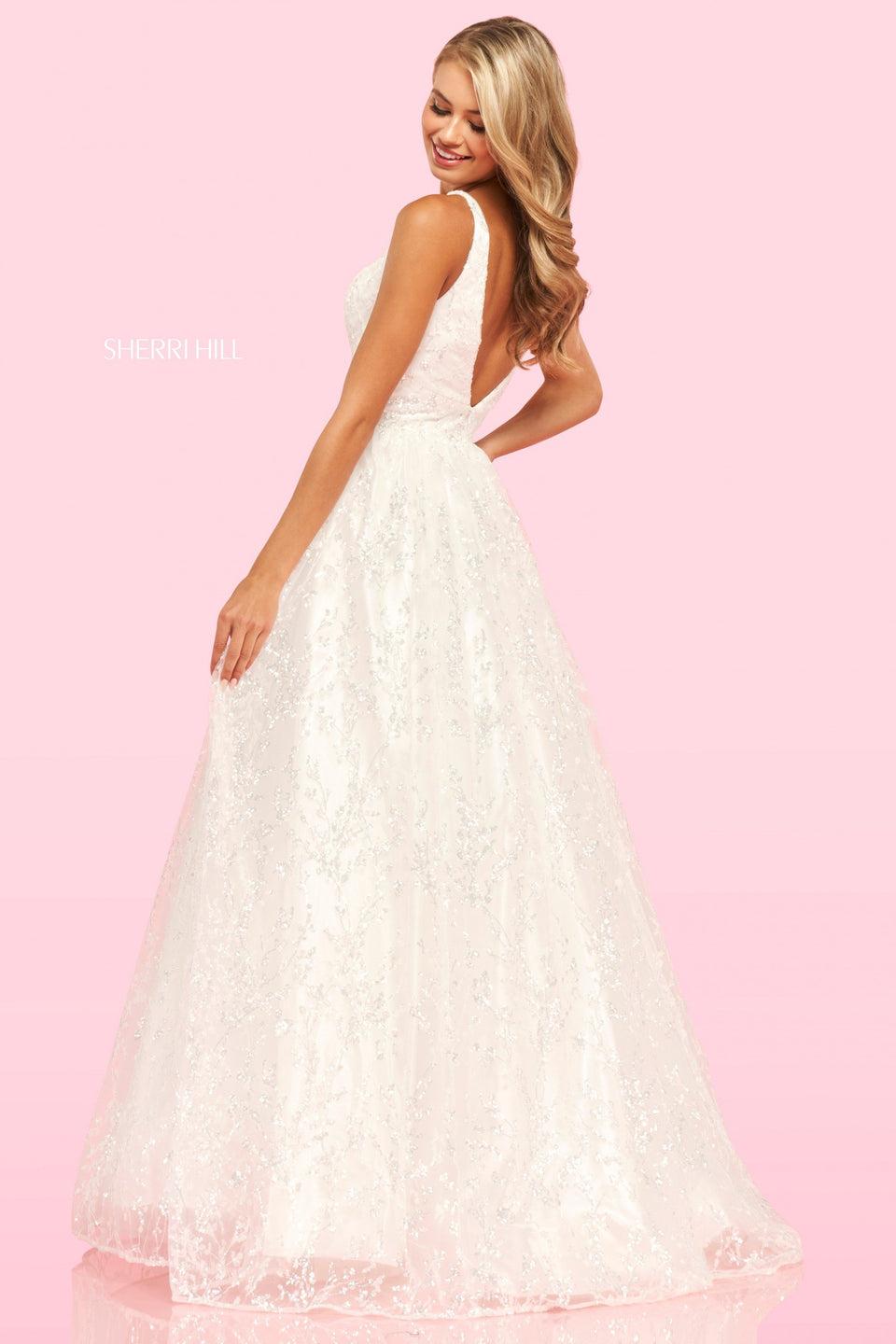 Sherri Hill Sequin Lace Ball Gown With Modified Deep Sweetheart Neckline
