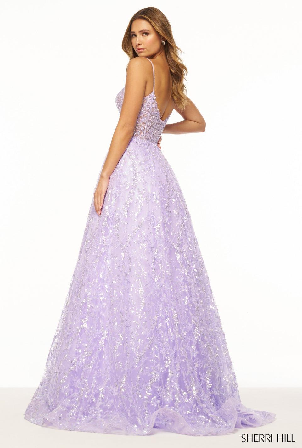 Sherri Hill Sequin Lace Ballgown With Corset Bodice