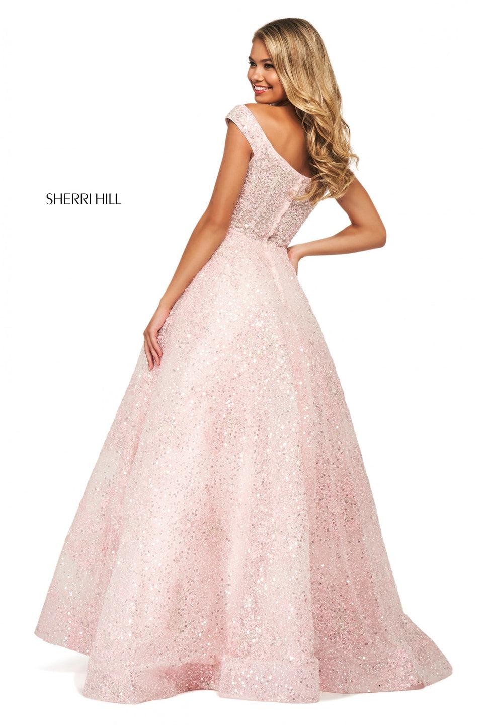 Sherri Hill Sequins Organza Ball Gown With Off-the-shoulder Sweetheart Neckline