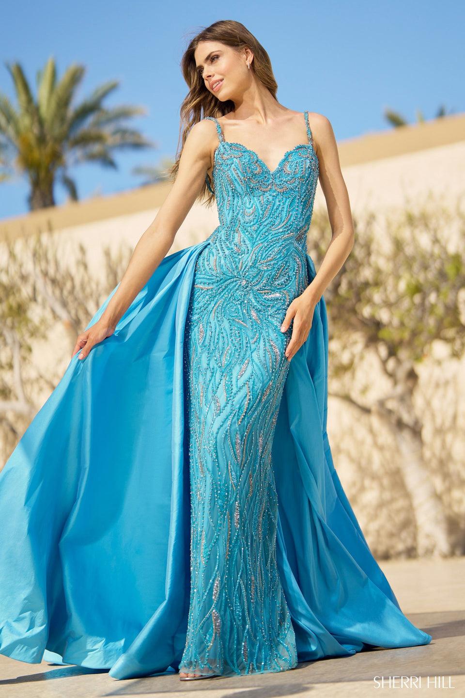 Sherri Hill Beaded Gown With Taffeta Overskirt