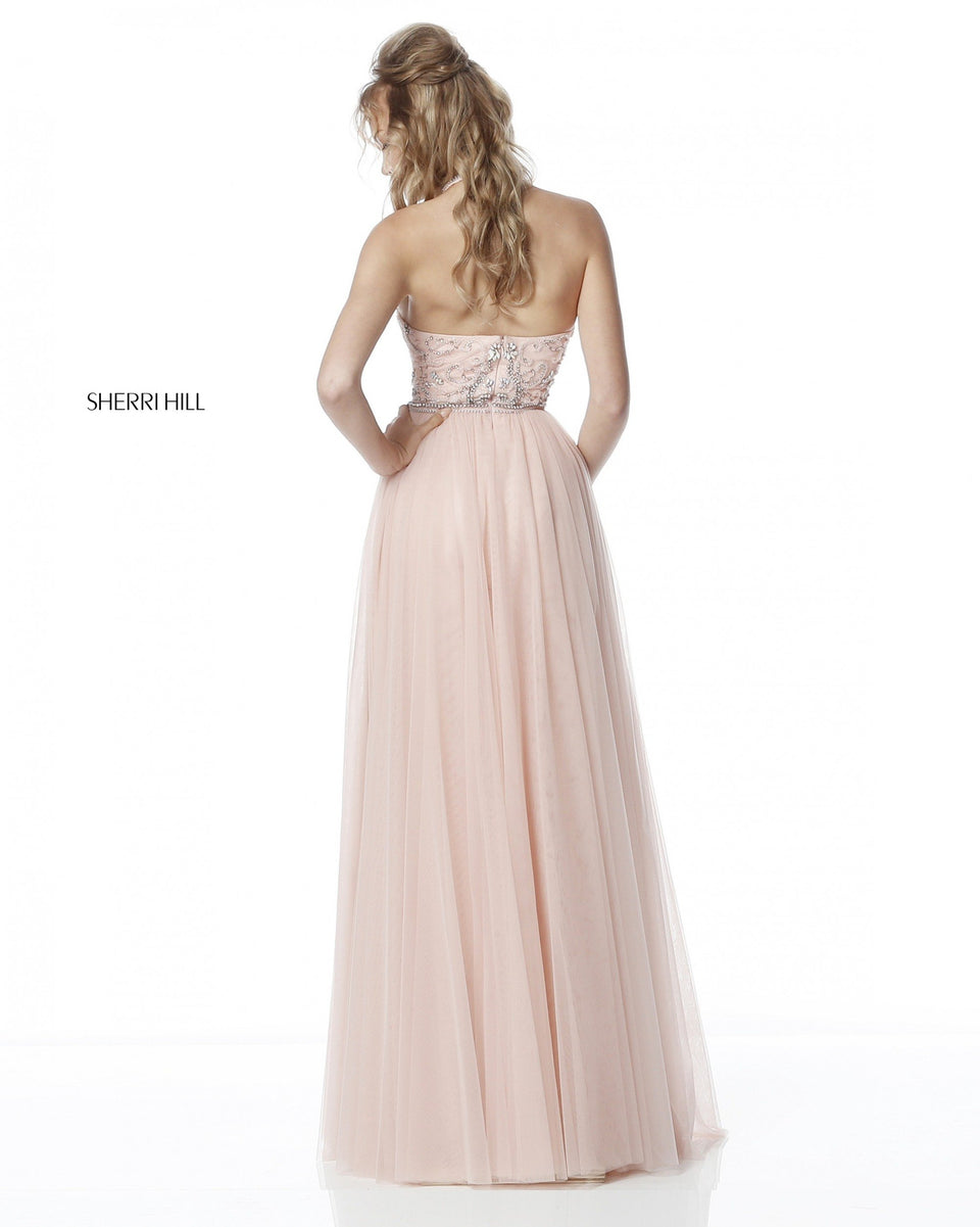 Sherri Hill Beaded Halter Bodice With Tulle Skirt