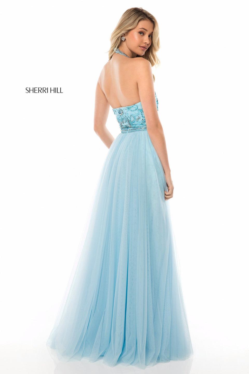 Sherri Hill Beaded Halter Bodice With Tulle Skirt