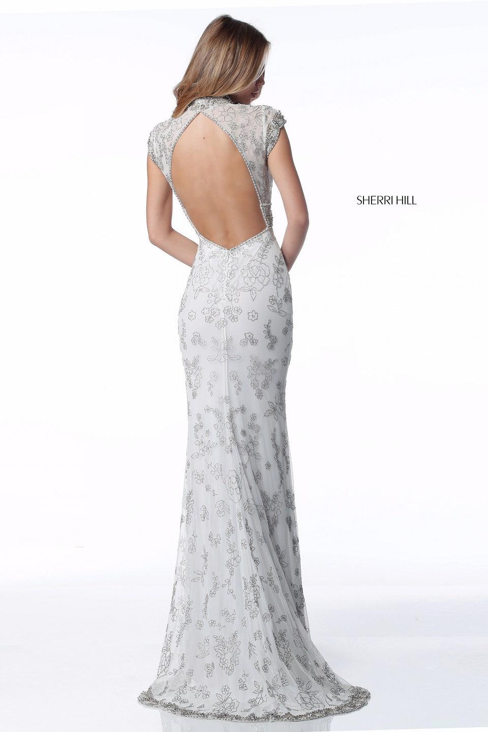 Sherri Hill Fitted Beaded Gown With Open Back