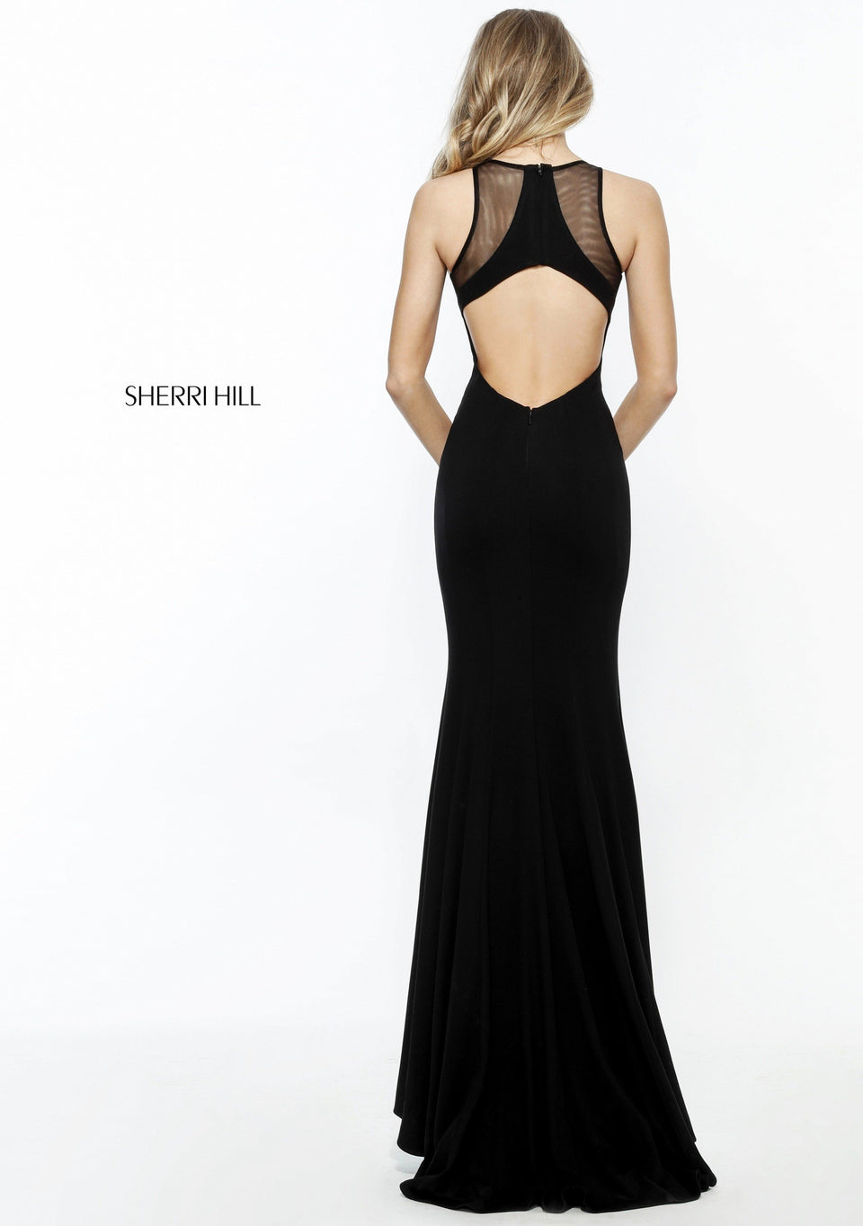 Sherri Hill Fitted Jersey Gown With Cut Out Back
