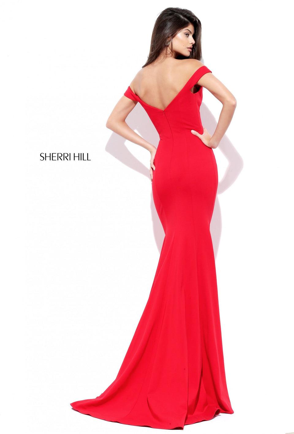 Sherri Hill Fitted Scuba Off The Shoulder Mermaid