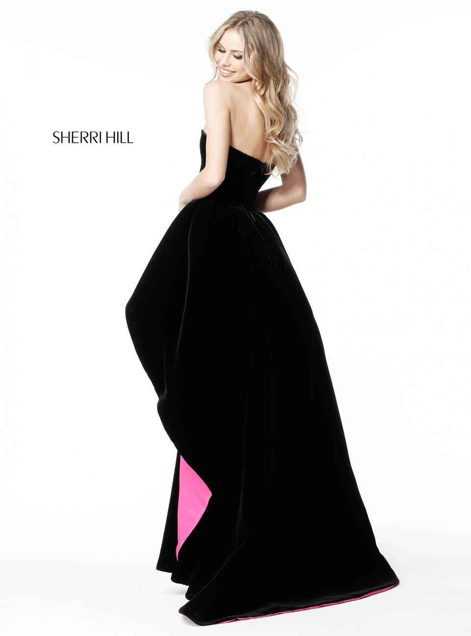 Sherri Hill Fitted Velvet Gown With Overskirt
